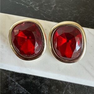 Large Ruby style Postmodern Vintage Earrings